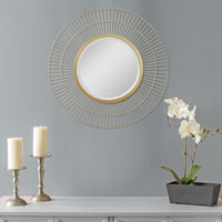 24" Decorative Modern Round Metal Wire Wall Mirror