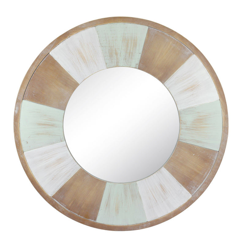 27.5" Circular Tricolor Wood Wall Mirror
