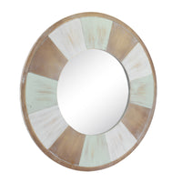27.5" Circular Tricolor Wood Wall Mirror