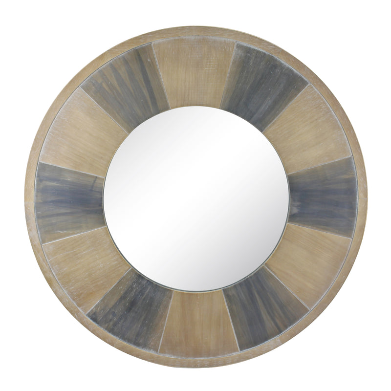 27.5" Circular Two Tone Wood Wall Hanging Mirror