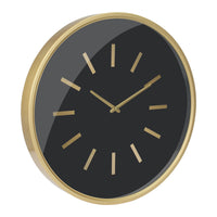 Round Open Face Black Clock with Gold