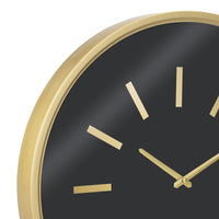 Round Open Face Black Clock with Gold