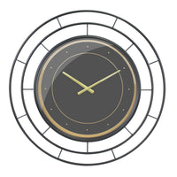 Round Open Face Black Clock with Black Concentric Wire