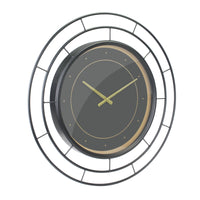 Round Open Face Black Clock with Black Concentric Wire