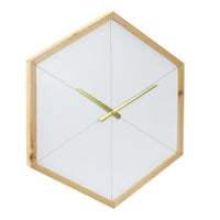 Wood Octagon Open Face White with Gold Clock