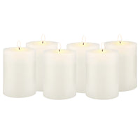 Unscented 3" x 4" 1-Wick White Pillar Candles, 6 Pack, White