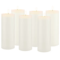 Stonebriar Unscented 3" x 8" 1-Wick White Pillar Candles, 6 Pack