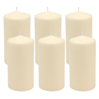 Tall 3 x 6 Inch Unscented Ivory Pillar Candle Set, Set of 6
