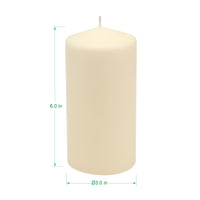 Tall 3 x 6 Inch Unscented Ivory Pillar Candle Set, Set of 6