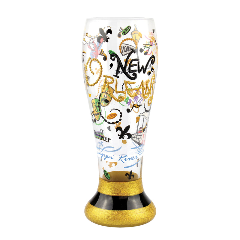 Top Shelf Decorative "New Orleans, Bourbon Street" Tall Painted Pilsner Beer Glass