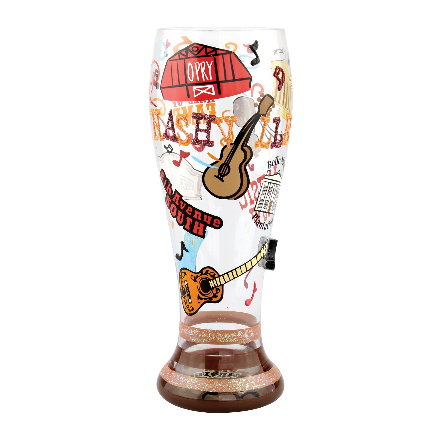 Top Shelf Decorative "Nashville" Tall Hand Painted Pilsner Beer Glass