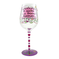 Top Shelf “A Sister is a Friend Forever” Hand Painted Wine Glass | Gifts for her 2022
