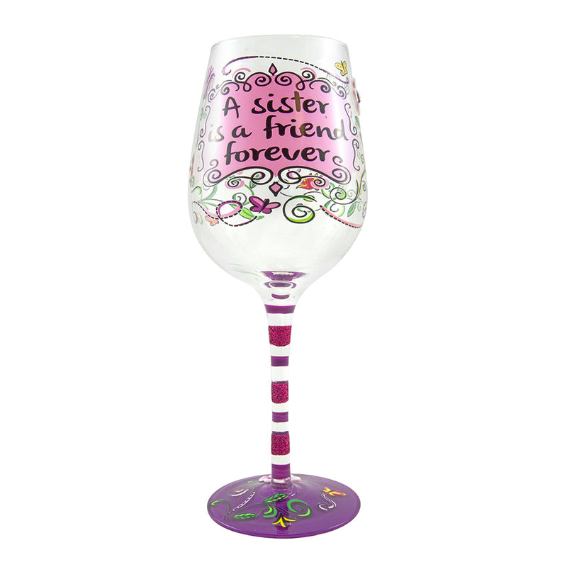 Top Shelf “A Sister is a Friend Forever” Hand Painted Wine Glass | Gifts for her 2022