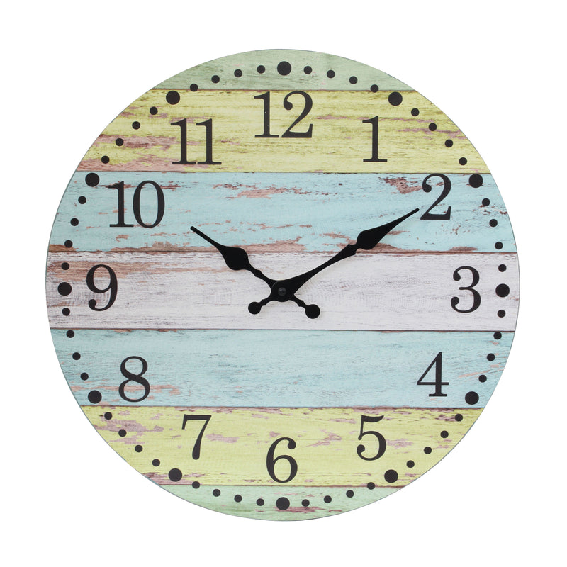 Rustic Blue and Yellow Wood Clock | Stonebriar Collection