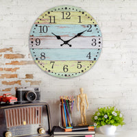 Rustic Blue and Yellow Wood Clock | Stonebriar Collection