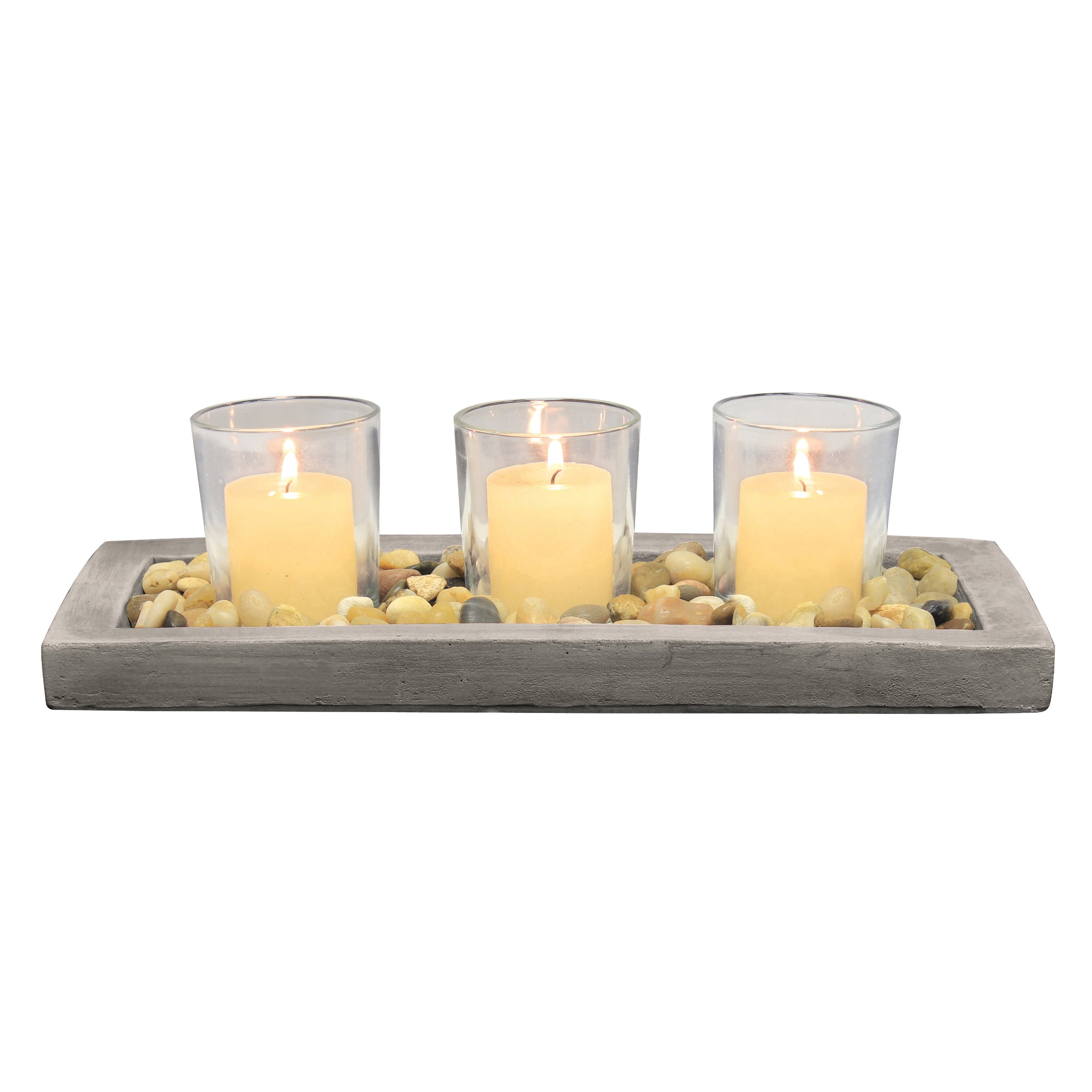 Briarwood Decorative Votive Tray with Rustic Cement Tray