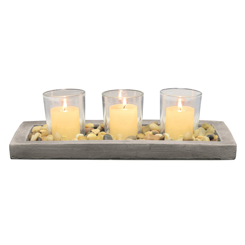Briarwood Decorative Votive Tray with Rustic Cement Tray (WS)