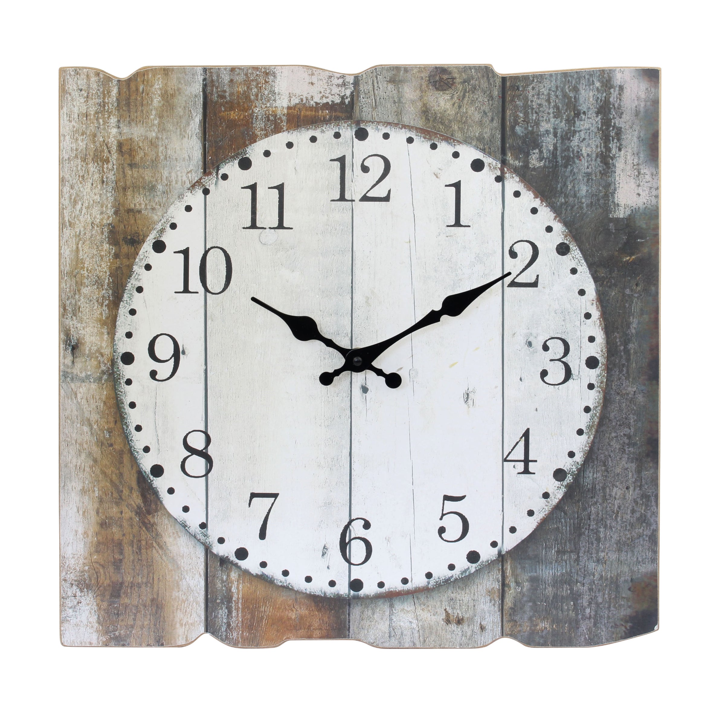 Square Rustic Wood Wall Clock | Farmhouse Home Decor | Stonebriar Collection