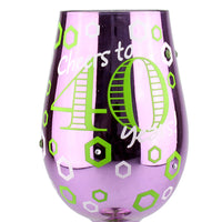 Top Shelf “Cheers to 40 Years” Decorative Metallic Birthday Wine Glass