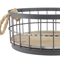 Coastal Storage Baskets - Wire and Wood (Set of 2)