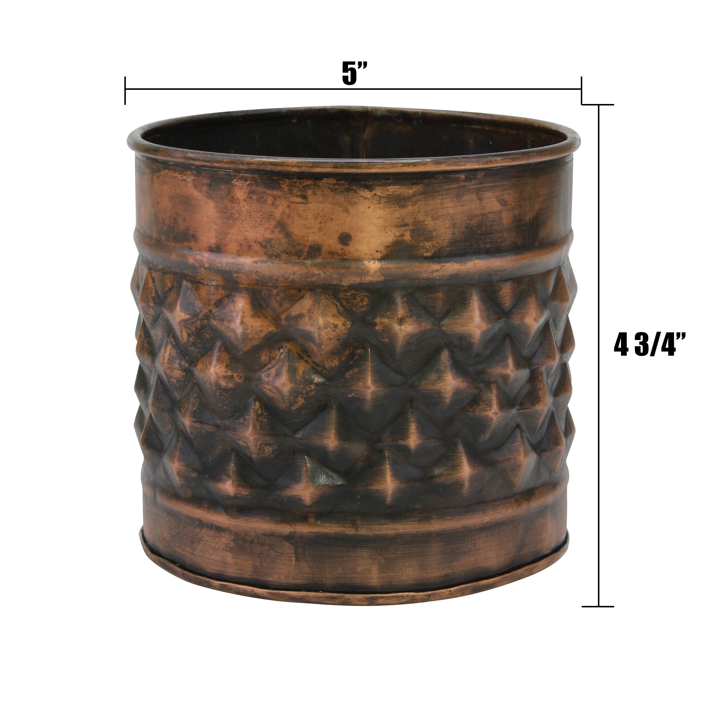 Medium Old Copper Texturized Metal Planter | Stonebriar Collection