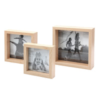 Stonebriar Decorative Square Wall Mounted Gallery Frames, Wood, Blond (Set of 3)