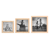 Stonebriar Decorative Square Wall Mounted Gallery Frames, Wood, Blond (Set of 3)