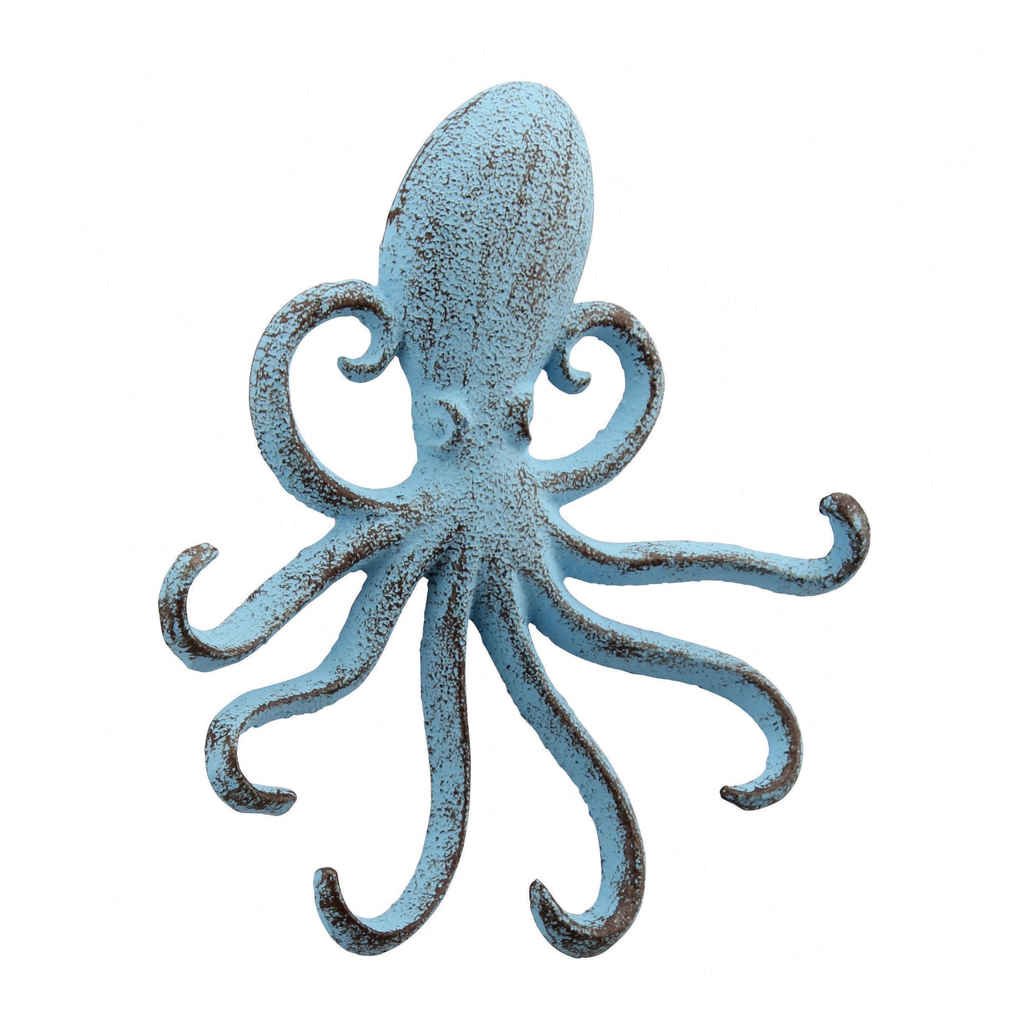 Light Blue Octopus Cast Iron Decorative Wall Hook