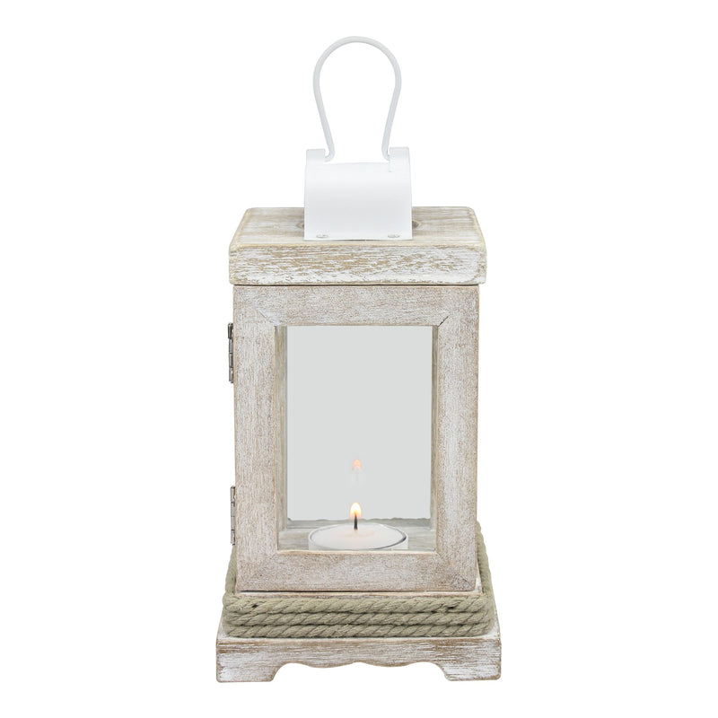 Weathered White Wood & Metal Lantern | Nautical Home Decor | Stonebriar Collection