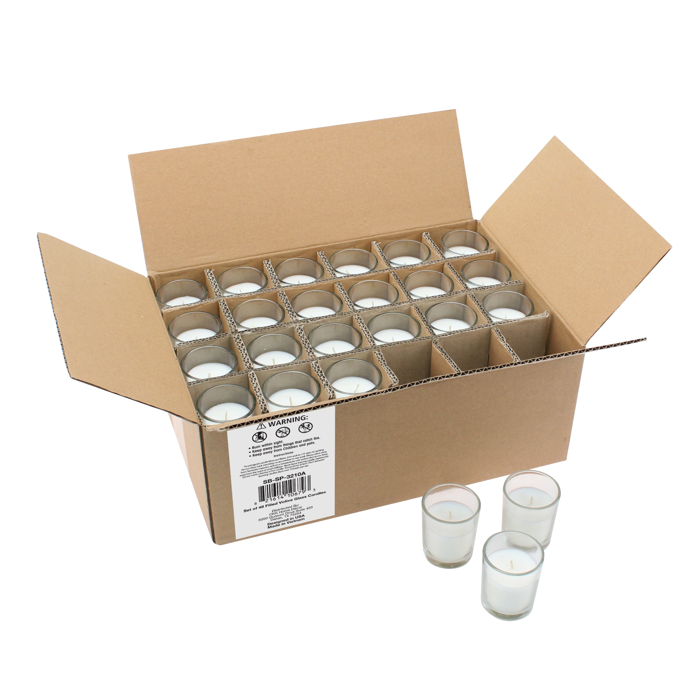 Long Burning Clear Glass Votive Candles - (48 Pack) (WS)