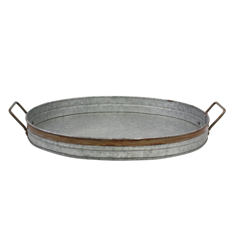 Galvanized Tray Round | Industrial Home Decor | Stonebriar Collection