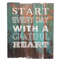 "Grateful Heart" Wood Wall Art with Hooks | Rustic Decor | Stonebriar Collection