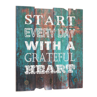 "Grateful Heart" Wood Wall Art with Hooks | Rustic Decor | Stonebriar Collection