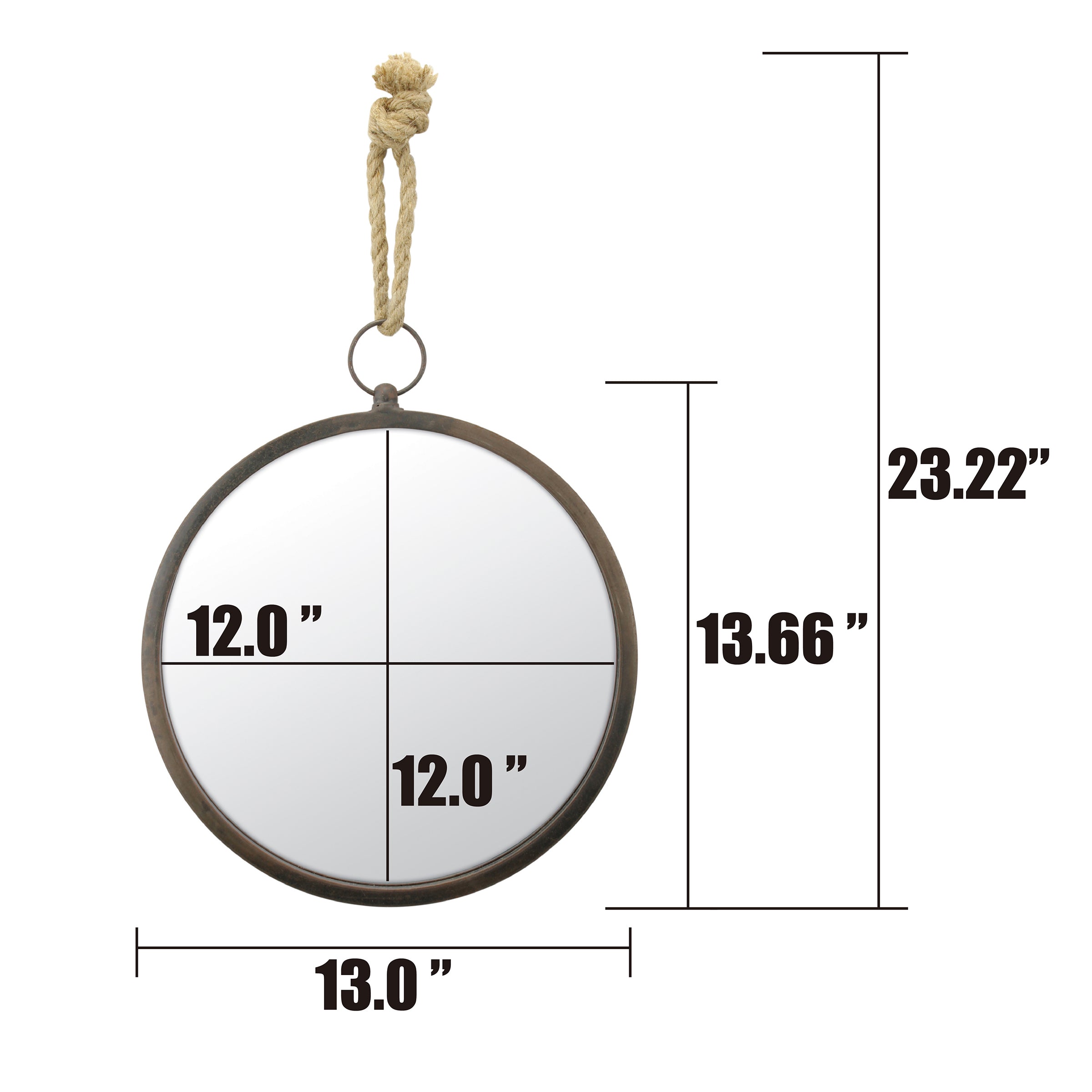 Large Round Nautical Mirror for Wall - 13 Inch | Stonebriar Collection