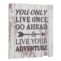 "Live Your Adventure" Weathered White Rustic Wood Wall Art | Stonebriar Collection