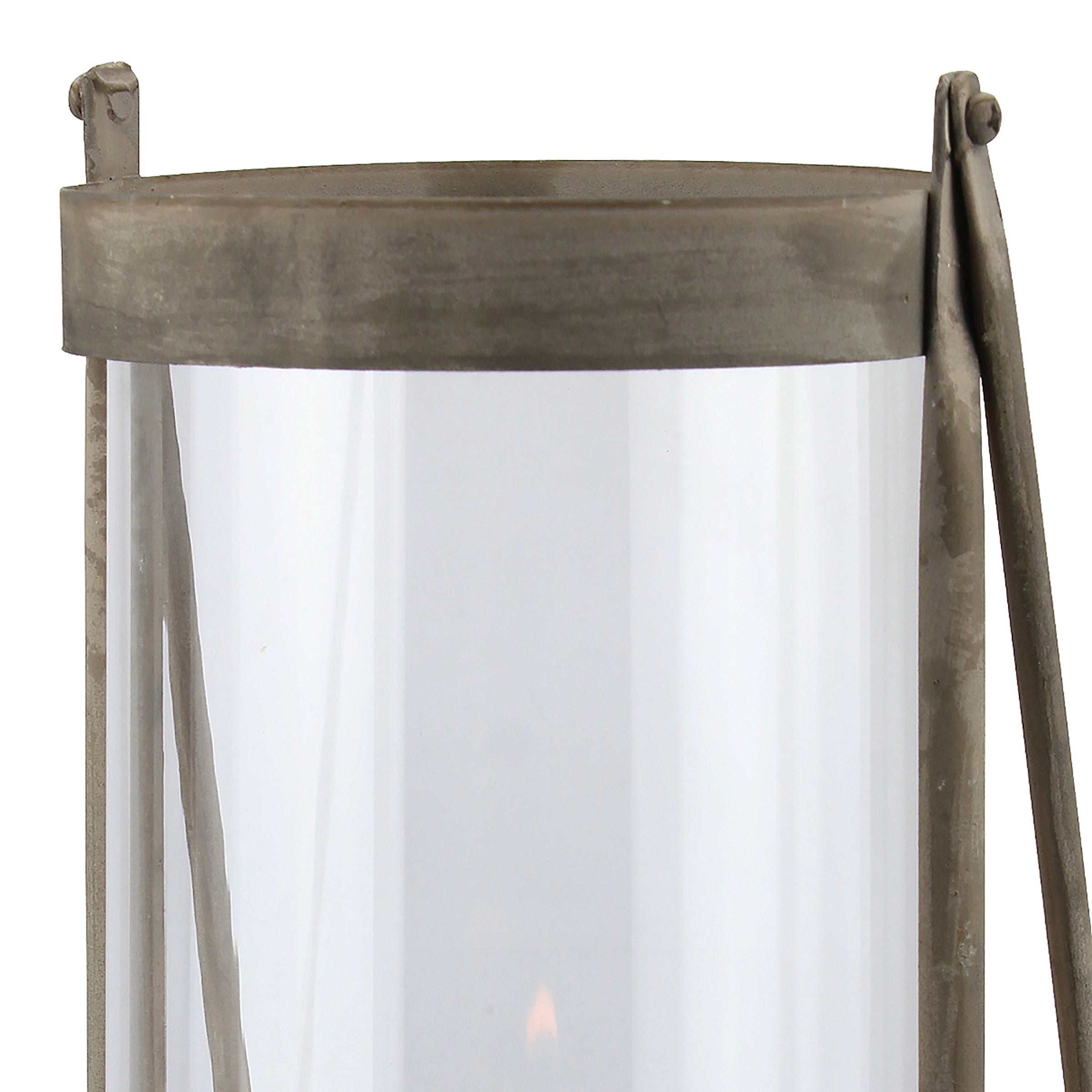 Aged Terracotta & Blown Glass Hurricane Lantern, Medium