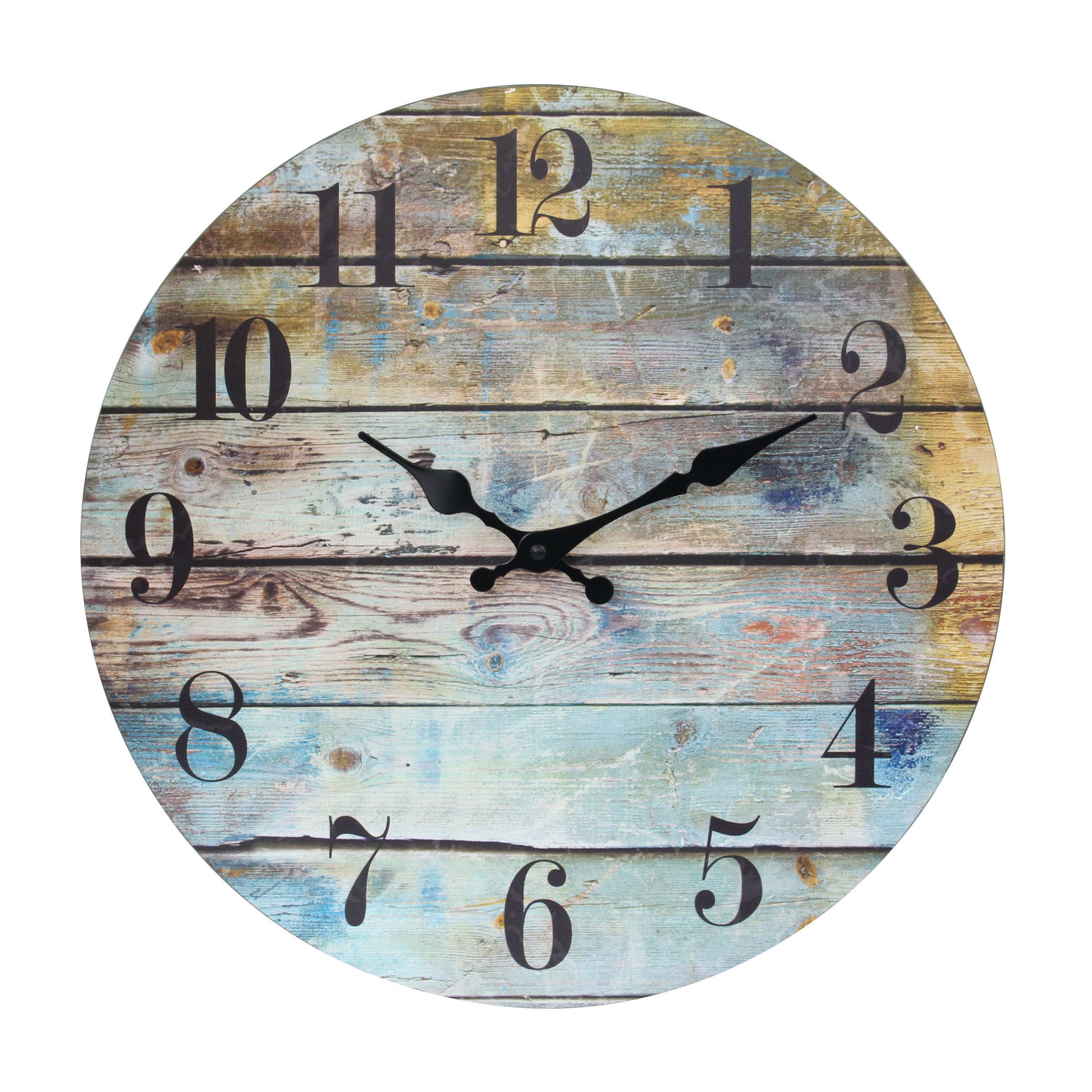 Multicolored Round Rustic Wood Clock | Stonebriar Collection
