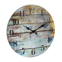 Multicolored Round Rustic Wood Clock | Stonebriar Collection