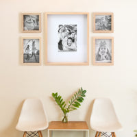 Decorative Rectangle Wall Mounted Gallery Frames, Wood, Blond (Set of 5)