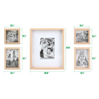 Decorative Rectangle Wall Mounted Gallery Frames, Wood, Blond (Set of 5)
