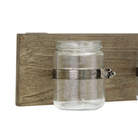 Rustic Natural Wood Hanging Wall Decor with 3 Glass Jar Containers