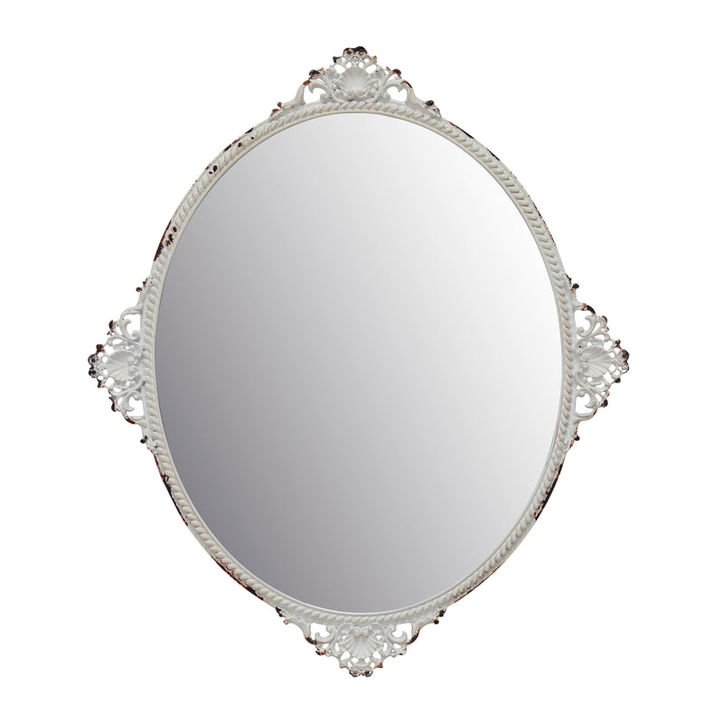 Oval Antique White Metal Wall Mirror | Antique Home Decor | Stonebriar Collection