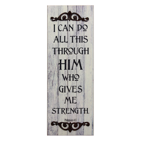 23" Worn White Phillipians 4:13 Wall Art (WS)