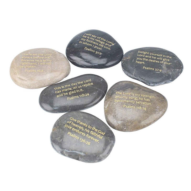Inspirational Psalm Polished River Stones (Set of 6) (WS)