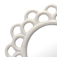 Stonebriar Decorative 9" Ivory Round Ceramic Cutout Accent Wall Mirror