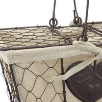 Farmhouse Metal Chicken Wire Picnic Basket | Stonebriar Collection