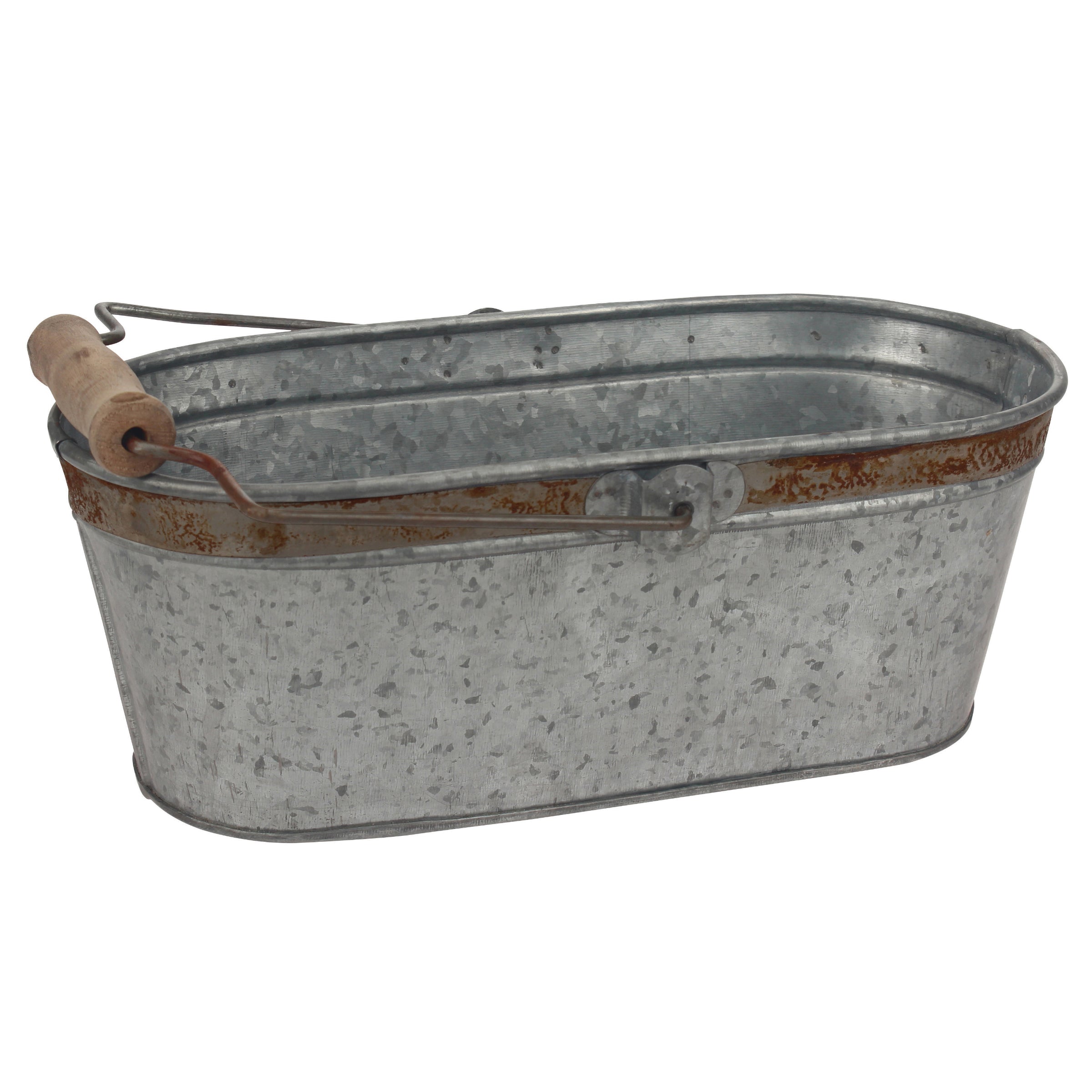 Small 6 Round Metal Bucket With Handle, Vintage Rustic Farmhouse Container  Storage 