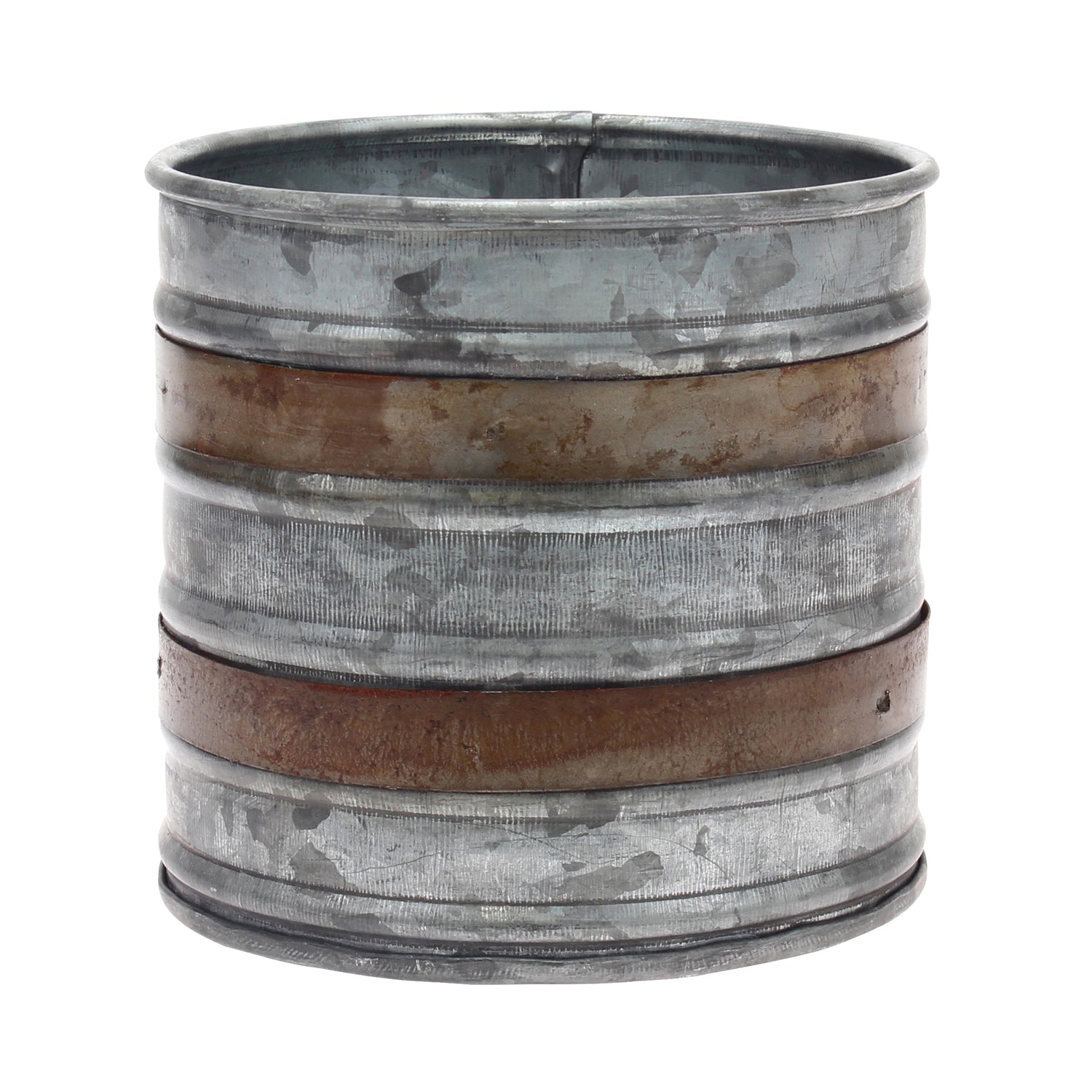Aged Galvanized Metal Container with Rust Trim Detail