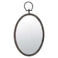 Rustic Oval Metal Mirror with Ring & Rivet Trim