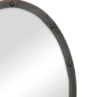 Rustic Oval Metal Mirror with Ring & Rivet Trim